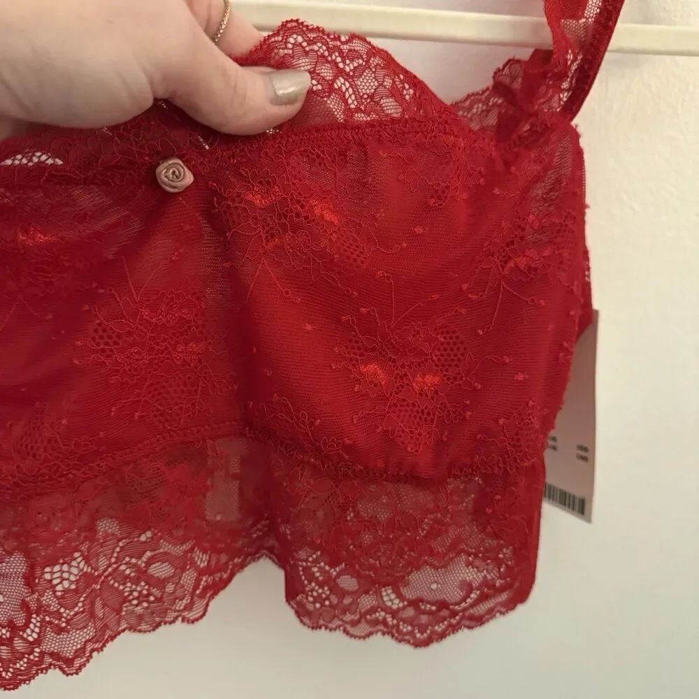 NWT Out From Under Red Lace Floral Bra Top / Bralette Off The Shoulder Size XL - Picture 5 of 15